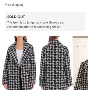 Avec Les Filles Black and White Houndstooth Pea Coat